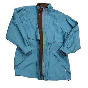 Vintage Eddie Bauer Blue Teal Bomber Jacket Coat Size Large Y2K Goretex Large